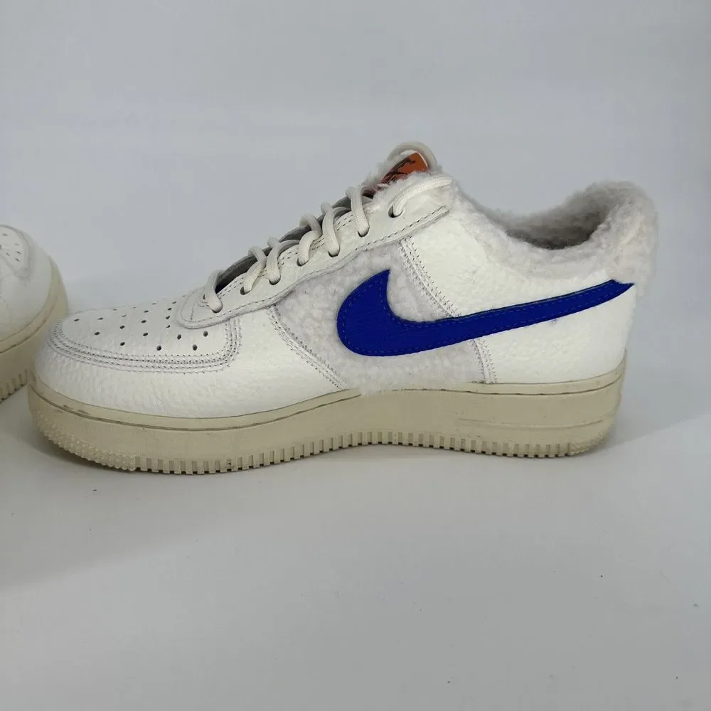Nike Air Force 1 '07 'Sherpa Fleece' White Blue DO6680-100 - Women's‎ Size 7.5